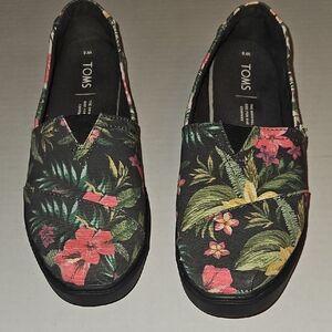 Toms Black Floral Women's Sneakers Worn 1x